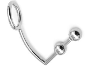 Anální hák se dvěma kuličkami a kroužkem na penis/varlata – Anální háky, anal locky