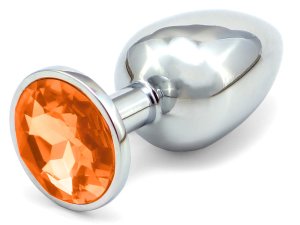 Anální kolík se šperkem, oranžový – Anální šperky