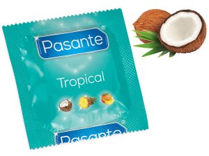Kondom Pasante Tropical Coconut - kokos – Kondomy s příchutí na orální sex