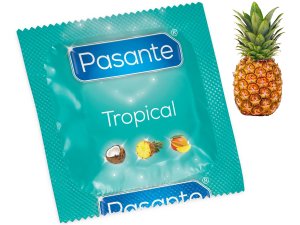 Kondom Pasante Tropical Pineapple - ananas – Kondomy s příchutí na orální sex
