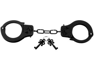 Kovová policejní pouta Designer Cuffs, černá – Pomůcky na bondage (svazování)