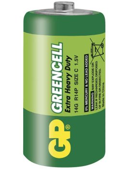 Baterie C GP Greencell, zinkochloridová – Baterie do erotických pomůcek a powerbanky