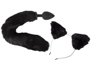 Pet Play Kit - anální kolík s ocáskem a čelenka s ušima – BDSM sady