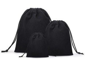 Dárkový sametový pytlík - černý, různé velikosti – Dárkové krabičky a tašky