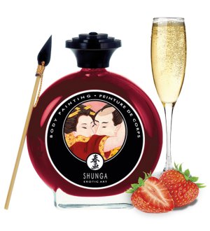 Slíbatelný bodypainting Shunga Sparkling Strawberry Wine – Bodypainting, malování na tělo