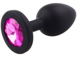 Silikonový anální kolík se šperkem, tmavě růžový – Anální šperky