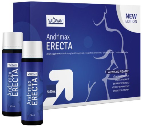 Podpora erekce - prášky, krémy, gely: Nápoj pro okamžité posílení erekce Andrimax ERECTA