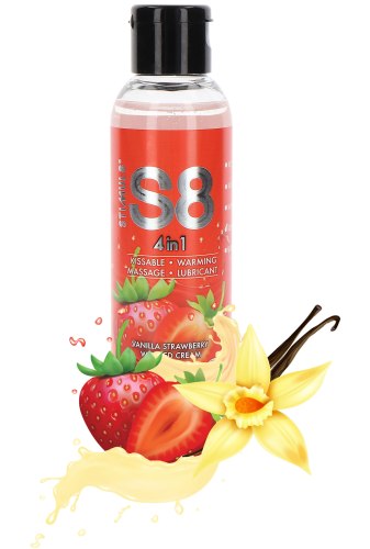 Lubrikační gely s příchutí: Lubrikační a masážní gel S8 4-in-1 Vanilla Strawberry Whipped Cream