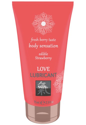 Lubrikační gely s příchutí: Ochucený lubrikační gel Shiatsu Strawberry Love Lubricant – jahoda
