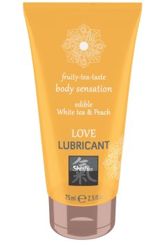 Ochucený lubrikační gel Shiatsu White tea & Peach Love Lubricant – bílý čaj a broskev – Lubrikační gely s příchutí