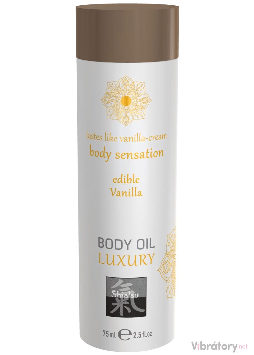 Jedlý masážní olej Shiatsu Body Oil Luxury Vanilla, 75 ml