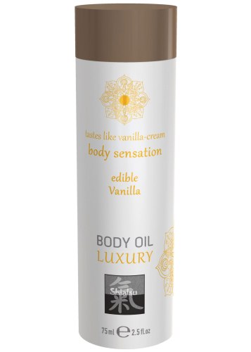 Erotické masážní oleje a emulze: Jedlý masážní olej Shiatsu Body Oil Luxury Vanilla