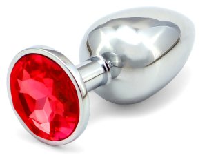 Anální kolík se šperkem, červený – Anální šperky