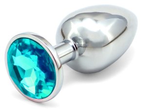 Anální kolík se šperkem, světle modrý – Anální šperky