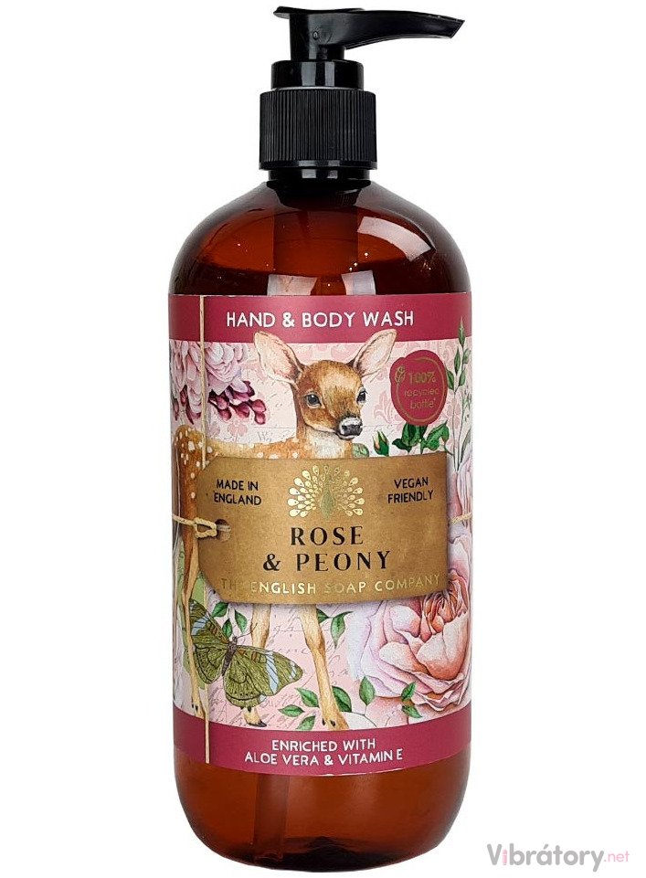 Mycí gel na ruce a tělo English Soap Company Rose & Peony – růže a pivoňka, 500 ml