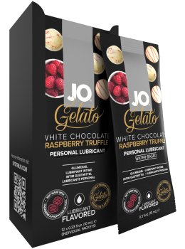 Lubrikační gel System JO Gelato Malinové lanýže v bílé čokoládě, 10 ml – Lubrikační gely s příchutí