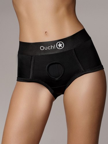 Postroje pro připínací penisy: Univerzální strapon kalhotky s vibrační patronou Ouch!