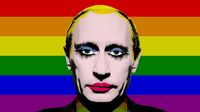 Jedna z mnoha karikatur ruského prezidenta si bere na paškál homofóbní opatření v jeho zemi.