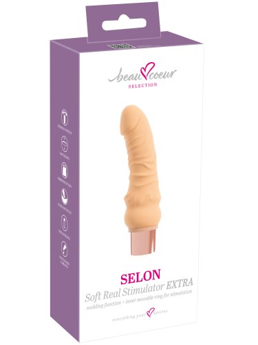 Realistický vibrátor s masážním kroužkem Selon