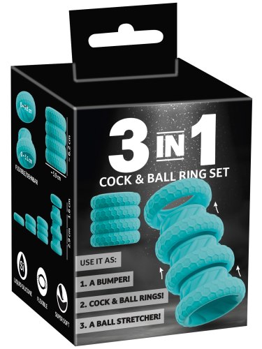 Sada kroužků pro penis a varlata 3v1, 4 ks