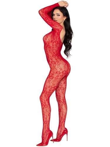 Síťovaný catsuit s květinovým vzorem Leg Avenue