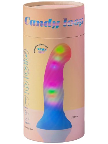 Svítící silikonové dildo s přísavkou Candy Loop