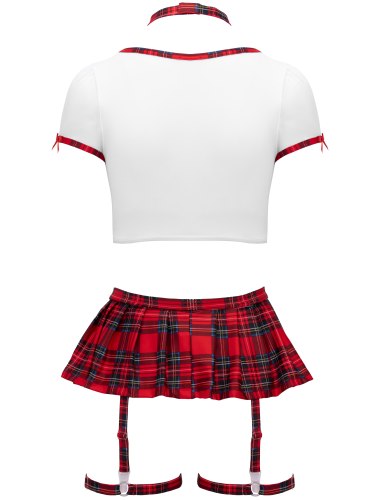Kostým Školačka – crop top, minisukně, tanga a obojek