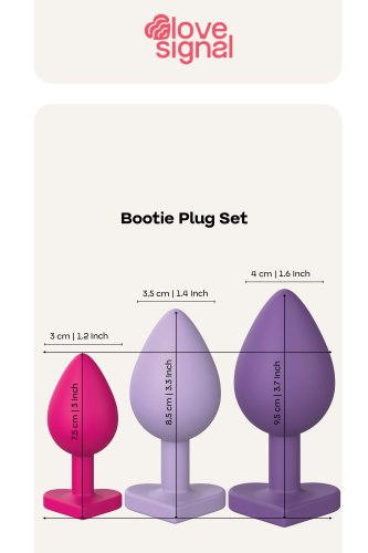 Sada análních kolíků Heart Plug Set, 3 ks