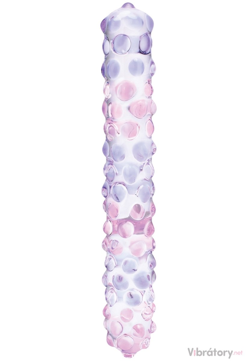 Skleněné dildo Gläs Purple Rose Nubby, 18 cm