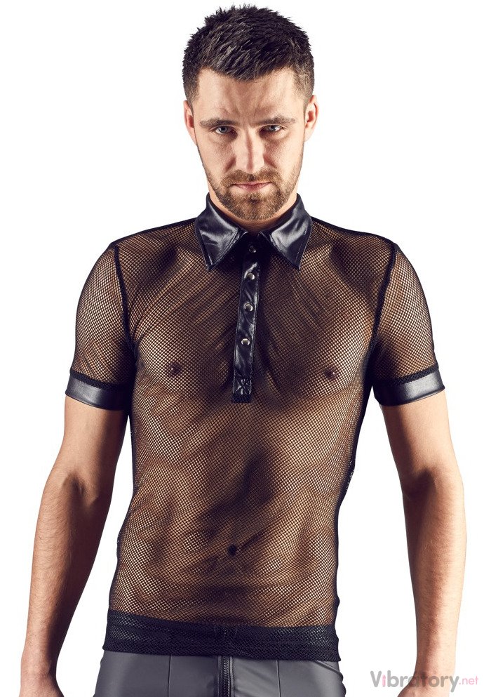 Svenjoyment Síťované pánské tričko s límečkem, krátkými rukávy a lesklými detaily, 2XL