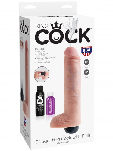 Stříkající realistické dildo s varlaty King Cock 10"