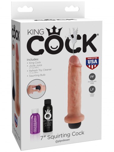 Stříkající realistické dildo King Cock 7"