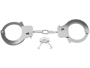 Kovová policejní pouta Designer Cuffs, stříbrná – Pomůcky na bondage (svazování)