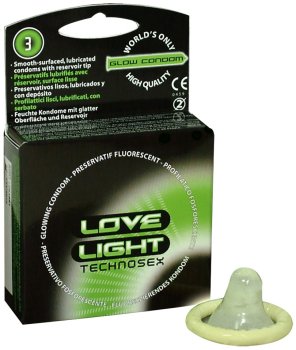 Svítící kondomy Love Light Technosex – Kondomy svítící ve tmě