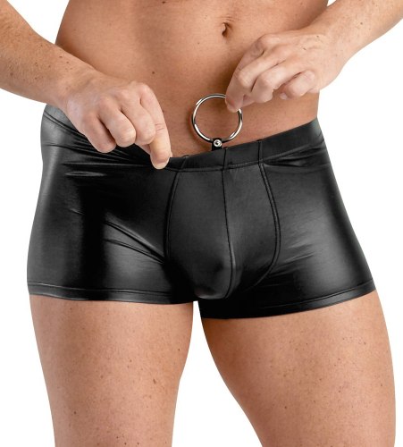 Lesklé boxerky s odnímatelným kovovým erekčním kroužkem