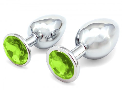 Anální kolík se šperkem, světle zelený - MALÝ