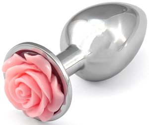 Anální kolík s růžičkou, světle růžový – Anální šperky