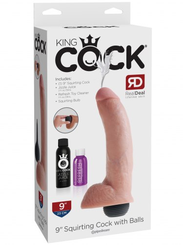 Stříkající realistické dildo s varlaty King Cock 9"