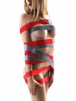 Červené bondage popruhy s přezkami Strap-Ease XL, 2x 1,2 m – Bondage sady a postroje pro důkladné svázání