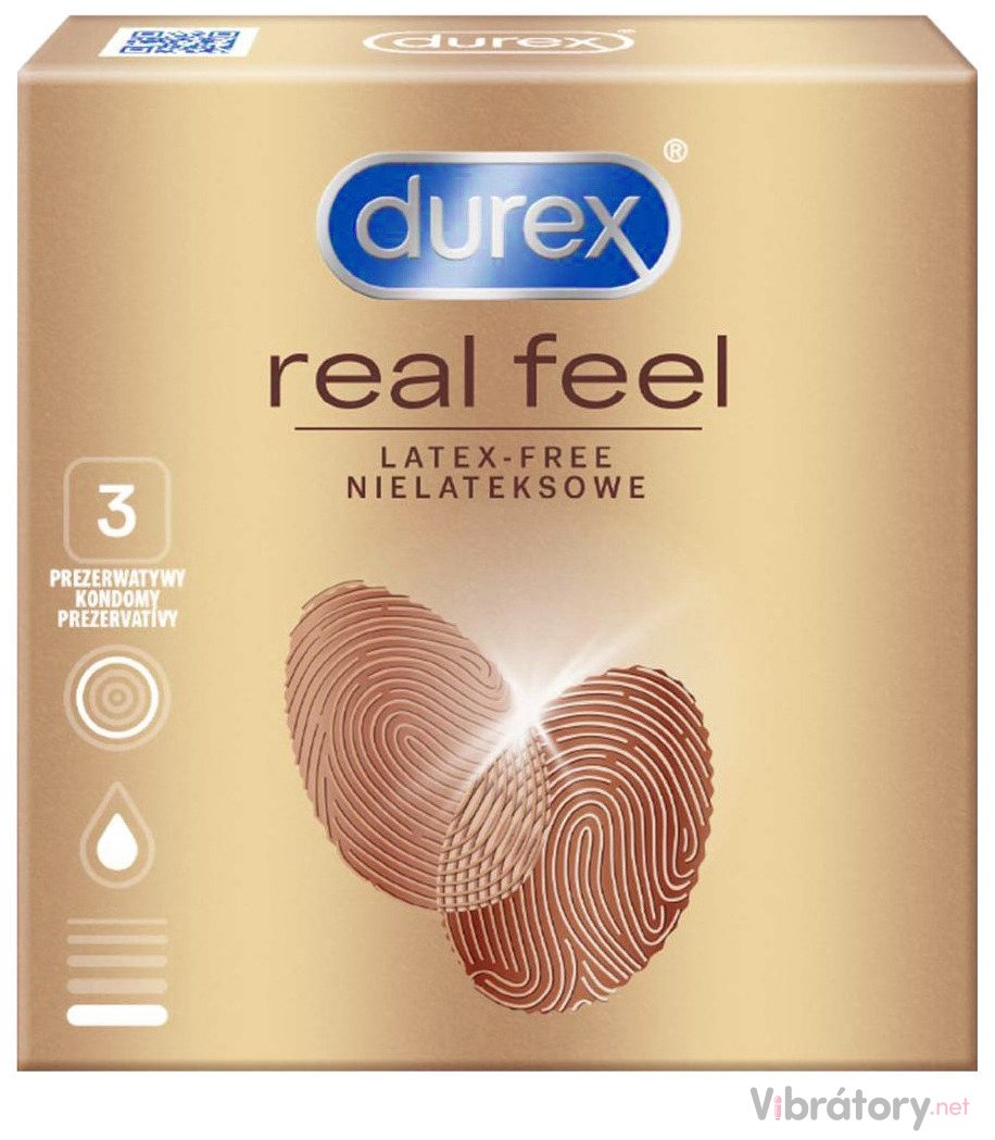 Levně Kondomy bez latexu Durex Real Feel, 3 ks