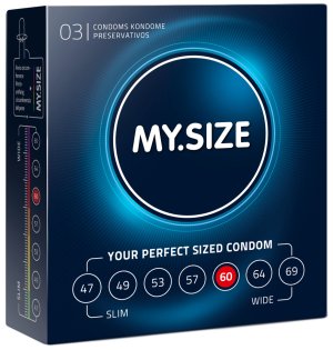 Kondomy MY.SIZE 60 mm, 3 ks – XL a XXL kondomy pro velké penisy