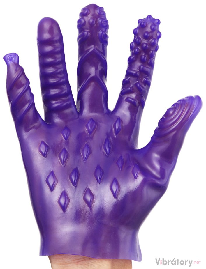 Levně Masturbační rukavice se stimulačními výstupky, 1 ks