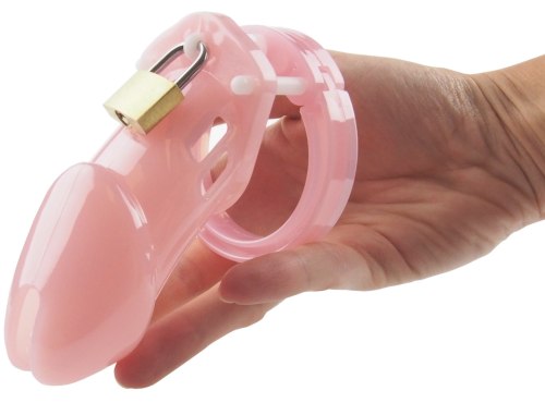 Pás cudnosti - plastový, růžový (klícka na penis)