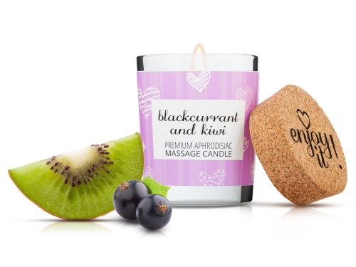 Svíčky pro uvolňující i erotickou masáž: Afrodiziakální masážní svíčka MAGNETIFICO - Enjoy it! Blackcurrant and kiwi