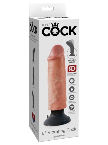 Tvarovatelný vibrátor s odnímatelnou přísavkou King Cock 6"