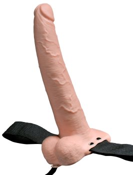 Dutý vibrační připínací penis s varlaty 9" Fetish Fantasy – Duté připínací penisy