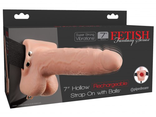 Dutý vibrační připínací penis s varlaty 7" Fetish Fantasy
