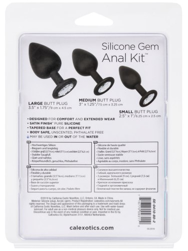 Sada silikonových análních kolíků se šperkem Silicone Gem Anal Kit