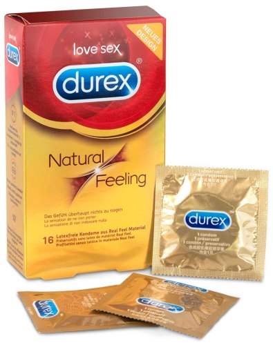 Bezlatexové kondomy Durex Natural Feeling, 16 ks