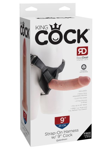 Realistické dildo King Cock 9" + postroj Heavy-Duty